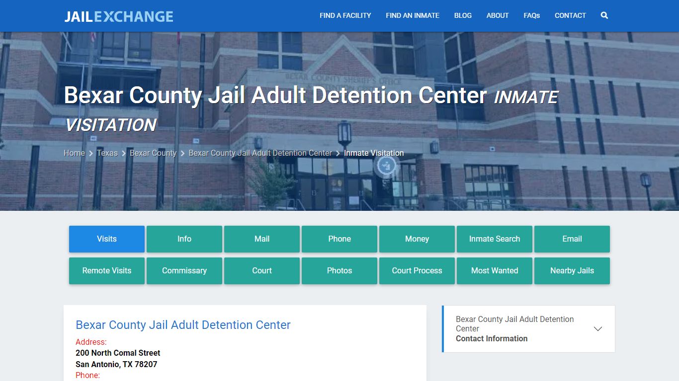 Bexar County Jail Adult Detention Center Inmate Visitation